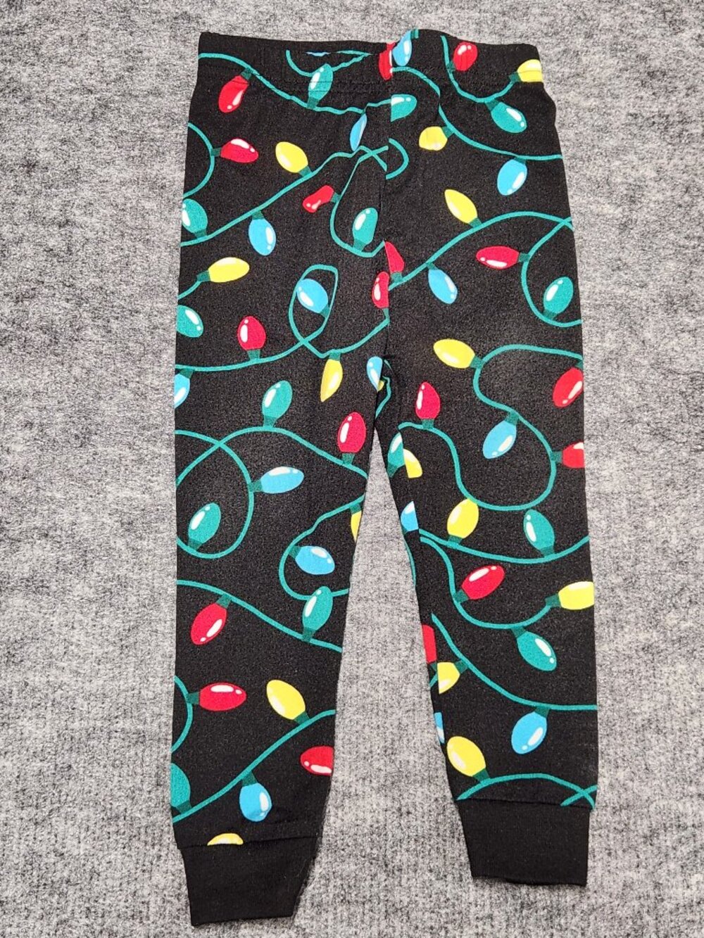 Holiday Time Toddler Pajama Pants 2T Black Colorful Christmas Lights